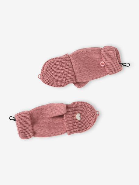 3-piece knit hat, snood and mittens set for girls rose 