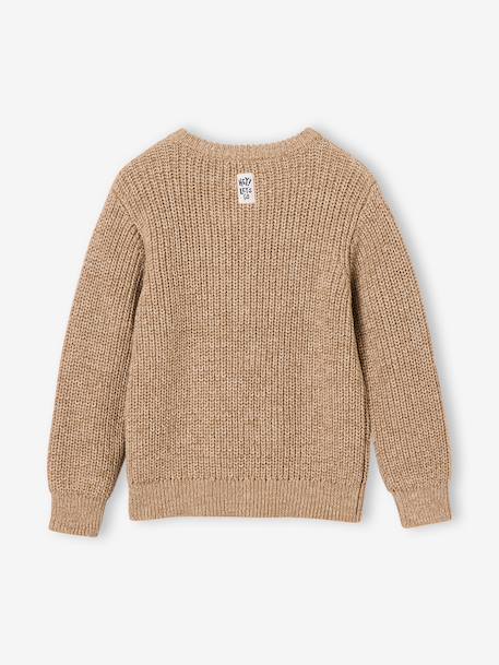 Round-neck jumper for boys marl beige 