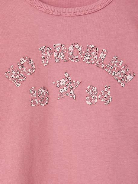 Long-sleeved T-shirt for girls ecru+mauve 