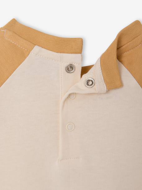 Long-sleeved baby t-shirt with placement print on the front curry yellow+navy blue 