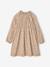 Short dress with long sleeves for girls cinnamon+ecru 