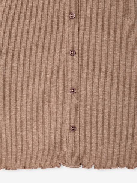 Long-sleeved T-shirt for girls ecru+mauve+taupe 