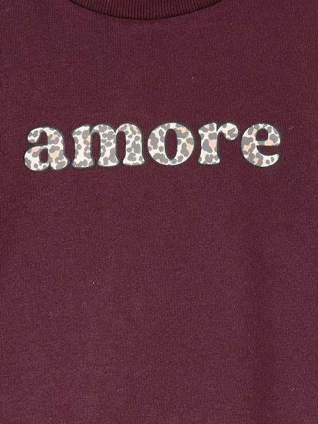 Oversized Leopard Print Slogan Sweatshirt for Girls, JONEN anthracite+bordeaux red 