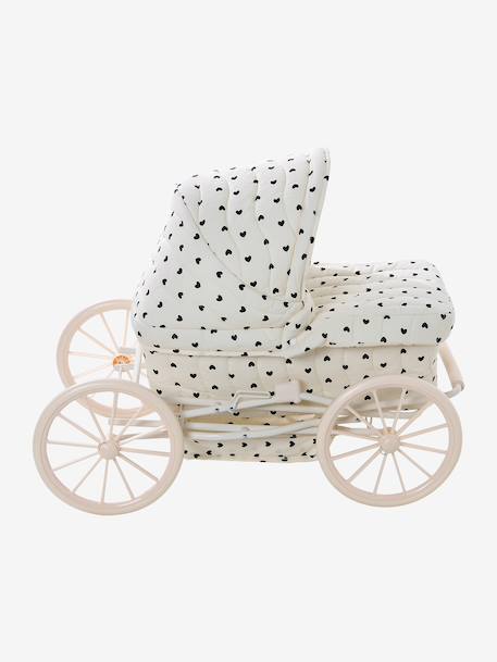 Pram for baby doll black+ecru 