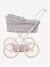 Pram for baby doll black+ecru+rose 