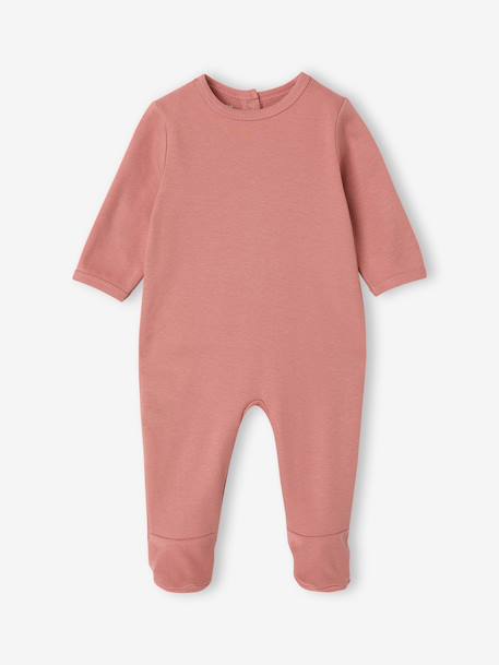 Pack of 3 baby sleepsuits with back opening ecru+sage green 