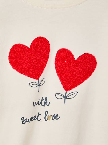 Long-sleeved T-shirt for girls ecru+rosy 