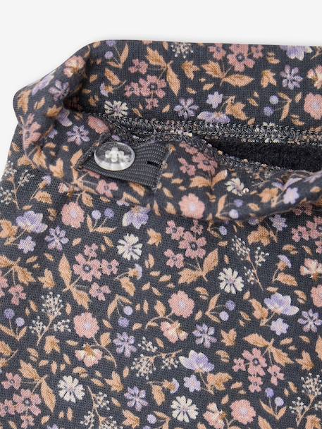 Leggings Lined in Polar Fleece for Girls BROWN LIGHT ALL OVER PRINTED+chocolate+dark grey+dusky pink+ink blue+printed grey 