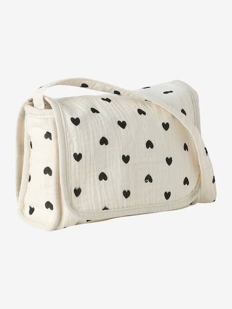 Premium Doll Changing Bag + Nappy + Bib black+ecru 