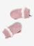 Girls knitted hat, snood and gloves set pale pink 