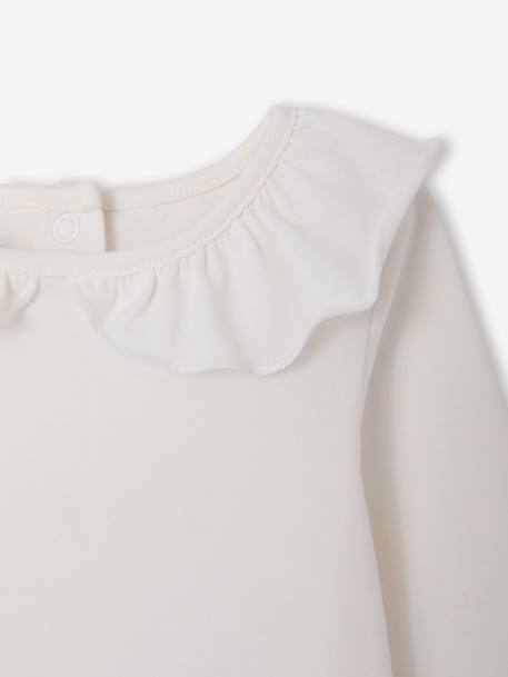 Pack of 2 newborn long-sleeved bodysuits with frilled collar pale pink 