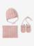Baby knit hat, snood and mittens set rosy 