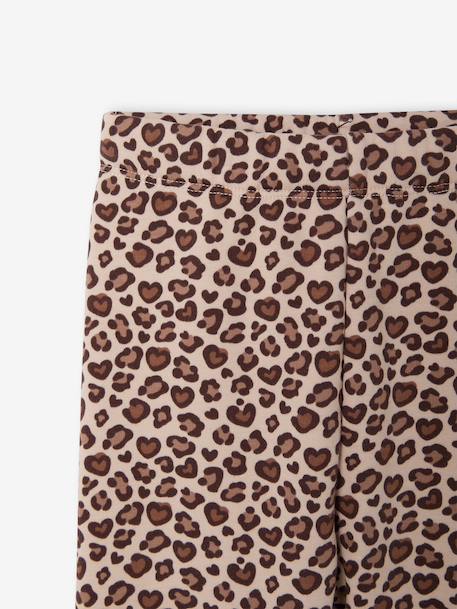 Leggings Lined in Polar Fleece for Girls BROWN LIGHT ALL OVER PRINTED+chocolate+dusky pink+printed grey 