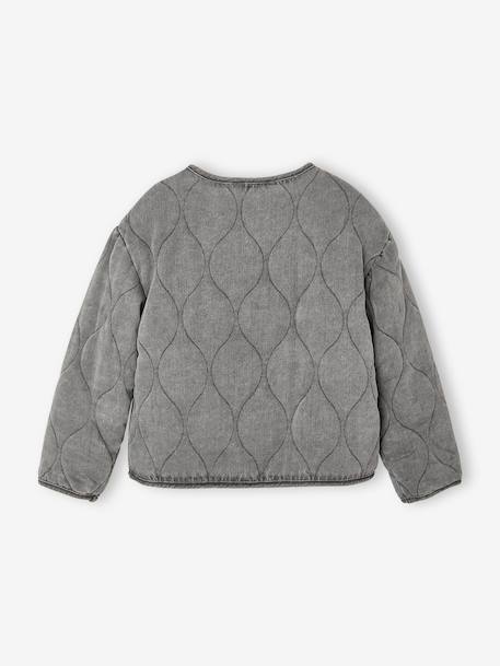 Girl's sherpa-lined quilted jacket anthracite+rose 