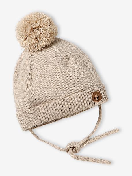 Baby hat, snood and mittens set beige 