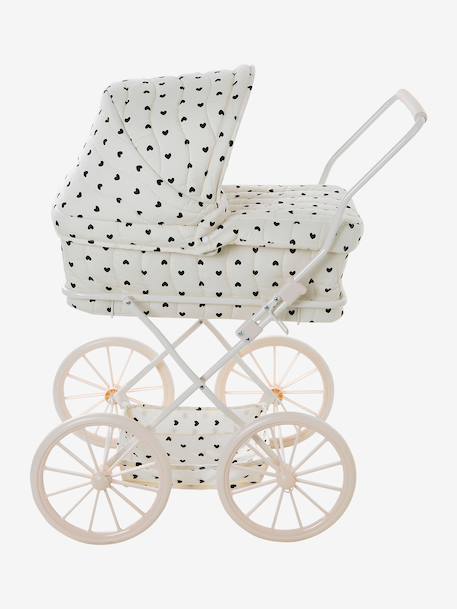 Pram for baby doll black+ecru 
