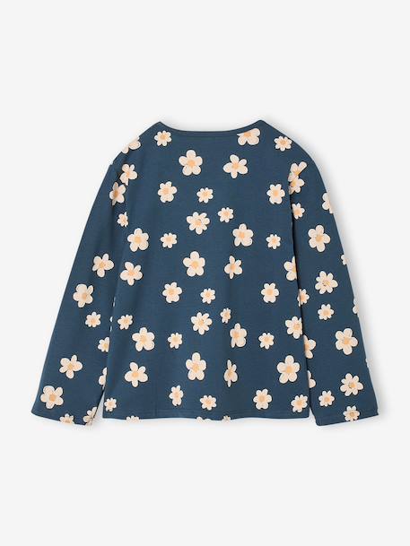 Long-sleeved T-shirt for girls ecru+grey+navy blue 