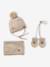 Baby hat, snood and mittens set beige 