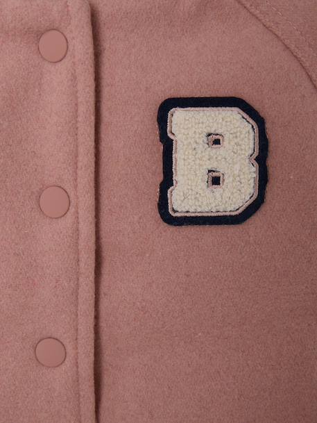 Hooded varsity jacket for baby girls rosy 