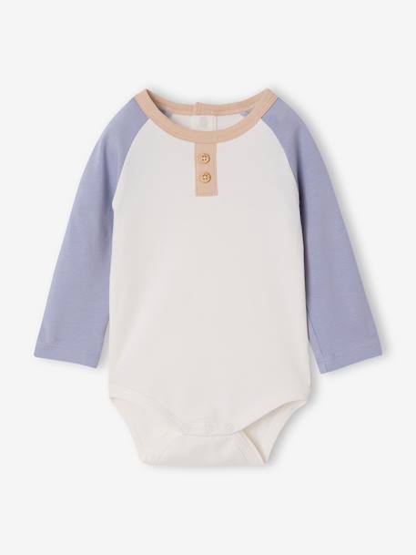 Pack of 2 newborn long-sleeved polo collar bodysuits marl grey 