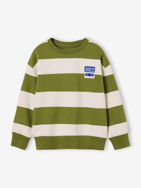 Striped sweatshirt with crew neck for boys hazel+navy blue+pistachio 