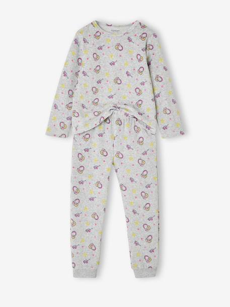 Pack of 2 long pyjamas for girls marl grey 