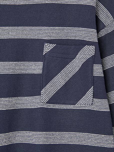 Long-Sleeved T-Shirt with Striped Effect for Boys navy blue+striped white 