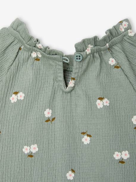 Long-sleeved T-shirt for baby girls sage green+vanilla 