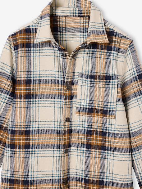 Chequered Flannel Shirt for Boys camel+chequered green+chequered navy blue+English green+night blue+slate blue 