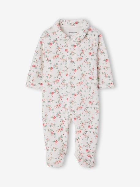 Pack of 2 baby sleepsuits with front opening cappuccino+pale pink+sage green 