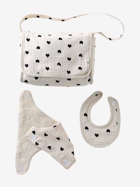 Premium Doll Changing Bag + Nappy + Bib black+ecru 