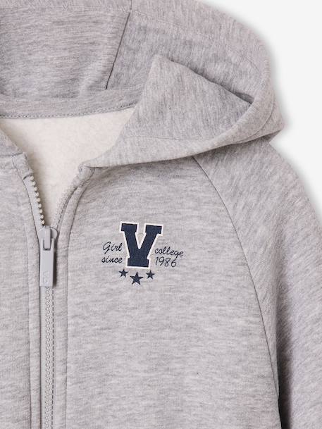Zip-up hooded sweatshirt for girls marl grey 