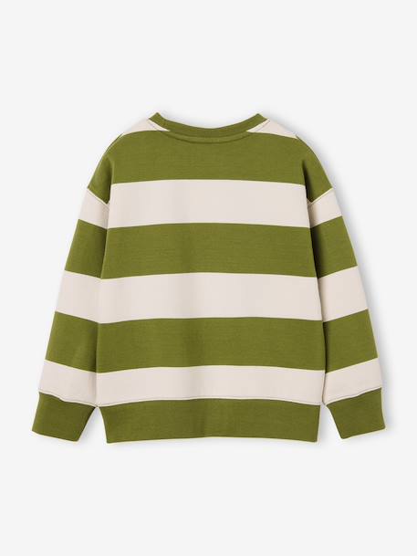 Striped sweatshirt with crew neck for boys hazel+navy blue+pistachio 