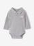 Pack of 2 newborn long-sleeved polo collar bodysuits marl grey 