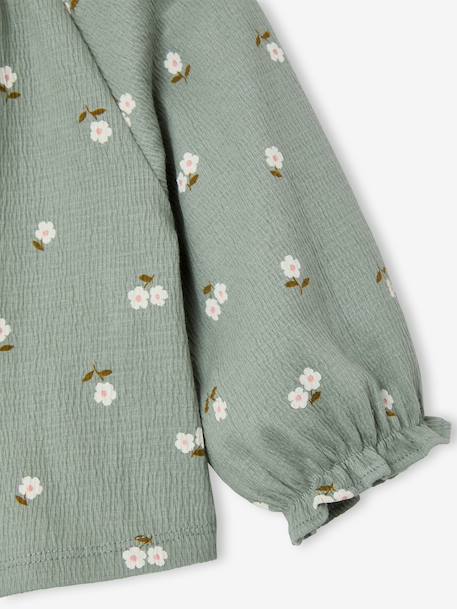 Long-sleeved T-shirt for baby girls sage green+vanilla 