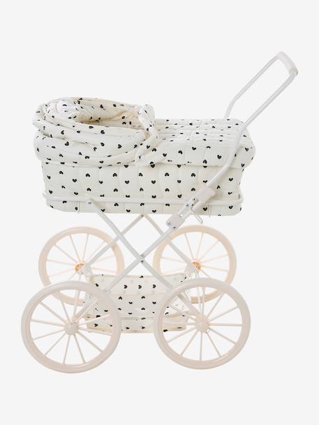 Pram for baby doll black+ecru 