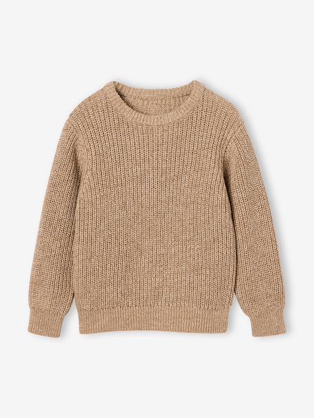 Round-neck jumper for boys marl beige 