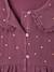 Shirt in Cotton Gauze with Broderie Anglaise Collar, for Girls ecru+plum 