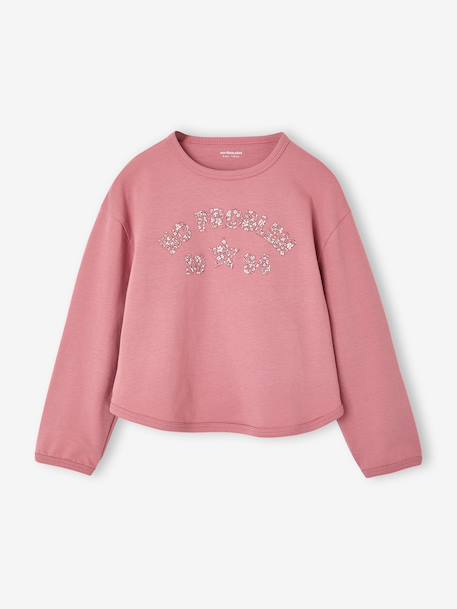 Long-sleeved T-shirt for girls ecru+mauve 