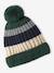 Tricolour Set for Boys: Beanie + Snood + Mittens/Gloves green+night blue 