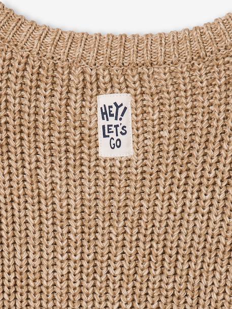 Round-neck jumper for boys marl beige 