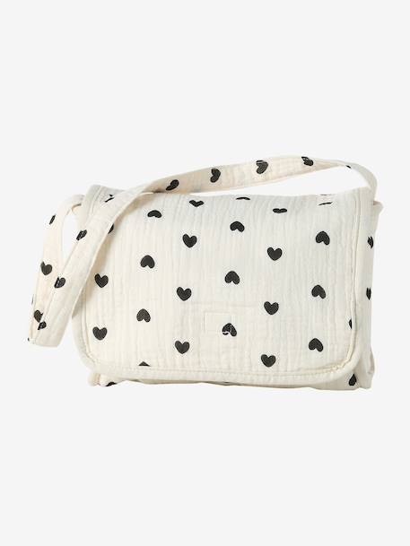 Premium Doll Changing Bag + Nappy + Bib black+ecru 