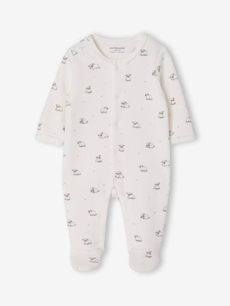Pack of 2 baby sleepsuits with front opening cappuccino+pale pink+sage green 