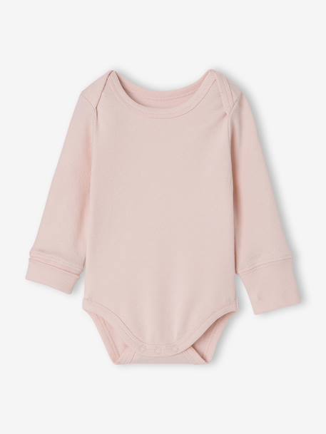 Pack of 3 long-sleeved bodysuits for baby girls rose 