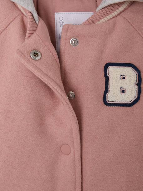 Hooded varsity jacket for baby girls rosy 
