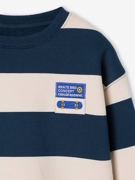 Striped sweatshirt with crew neck for boys hazel+navy blue+pistachio 