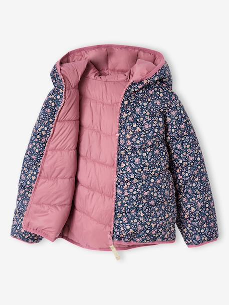 Reversible Lightweight Jacket for Girls anthracite+mauve+pale pink 