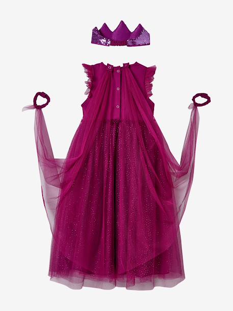 Princess Costume with Veil & Crown Blue+Gold+Pink+plum 