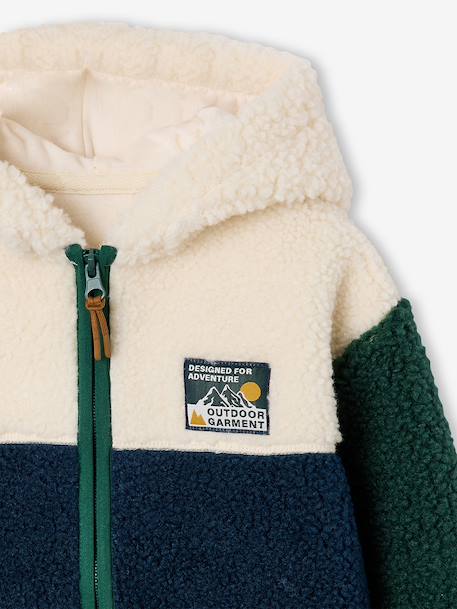 Zip-up hooded cardigan for boys fir green+medium blue 