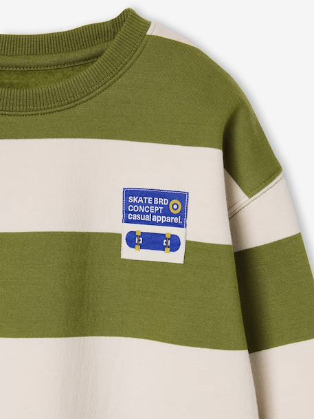 Striped sweatshirt with crew neck for boys hazel+navy blue+pistachio 